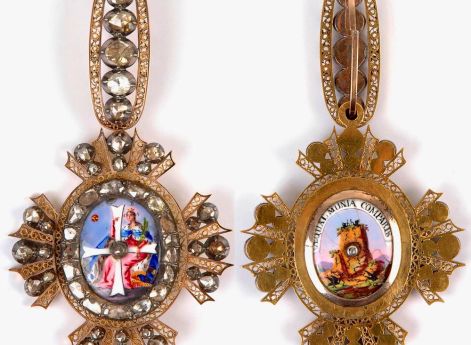 Императорский орден Св. Екатерины 2-й степени, лицевая и обратная стороны. Мастерская Иоганна Кейбеля. 70-е гг. XIX век