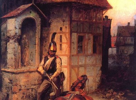 "Сегодня - ты, а завтра - я!" Кульм. 1813 год. (Русский кирасир во время Заграничного похода). Б.П.Виллевальде.1886 год