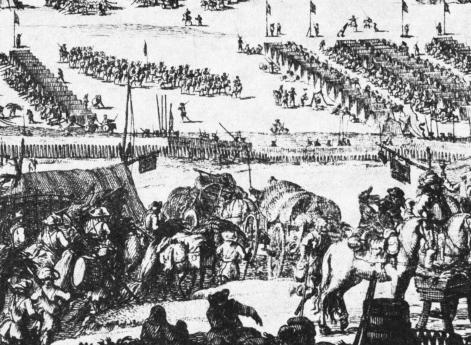 Шведский обоз и рейтары (под Краковом, 1655 г.). Рисунок Э. Дальберга