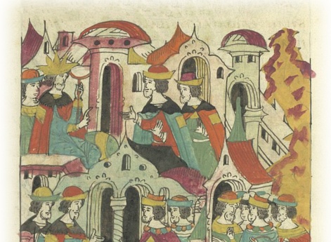 Ругодивские посадники Яким и Захар приезжают в Москву. Воеводы царя Ивана Васильевича Алексей Адашев и Иван Михайлов сообщают им, что государь пожалует их, если сдадут его воеводам помимо Ругодива Вышгород.