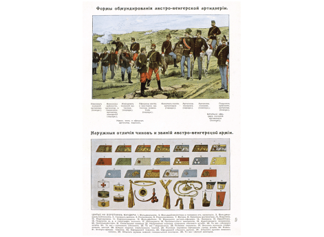 Формы обмундирования австро-венгерской артиллерии. Наружные отличия чинов и званий австро-венгерской армии