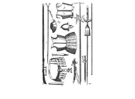 Предметы экипировки и оружия мушкетеров и копейщиков.
