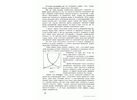 График 5. Соотношение тягостности затраты годового труда семьи (кривая AB)и полезности получаемой этим трудом суммы (кривая CD).
