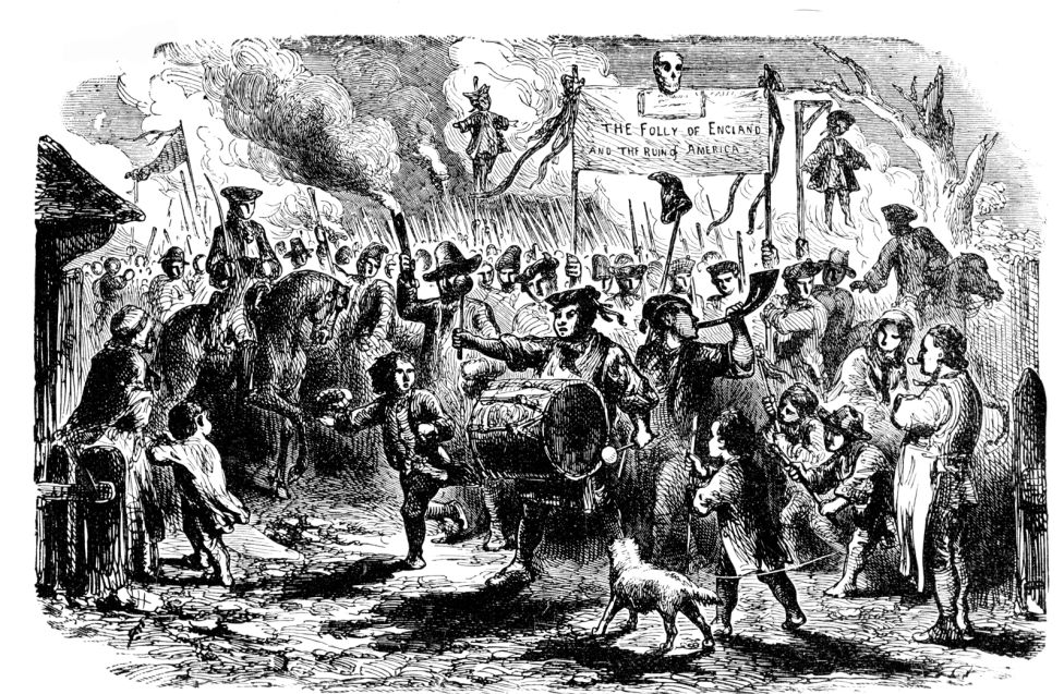 Жители Нью-Йорка проводят «хоронят» Гербовый сбор, 1765  