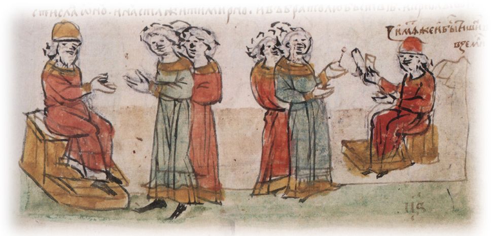 Заключение мира и разделение княжения по Днепру между братьями Ярославом Владимировичем Киевским и Мстиславом Владимировичем Тмутараканским