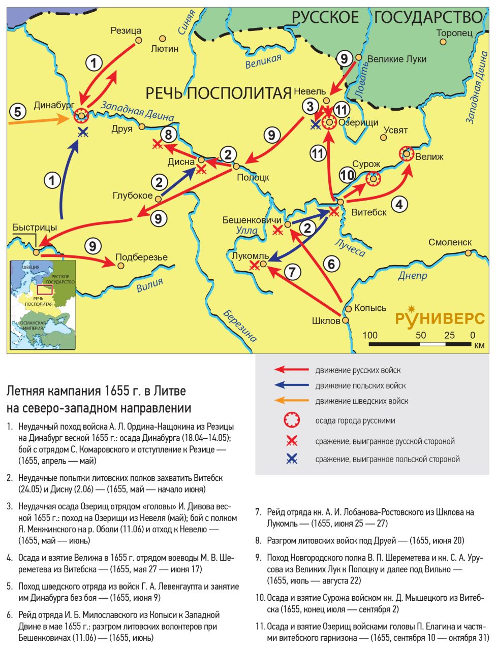 Русско-польская война 1654–1667 гг. Летняя кампания 1655 г. в Литве на северо-западном направлении