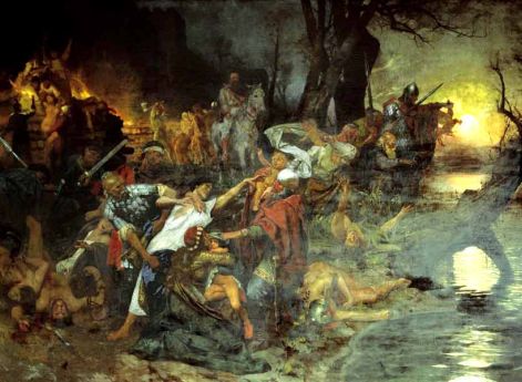 Г.И. Семирадский. Тризна дружинников князя Святослава после боя под Доростолом в 971 году. 1884 год