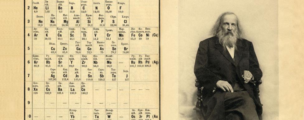 1869 год. 18 марта (6 марта ст.ст.) доклад о Периодической таблице Д.И. Менделеева был впервые прочитан на заседании Русского химического общества
