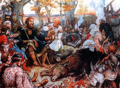 Отдых великого князя Владимира Мономаха после охоты. В.М. Васнецов. 1848 год