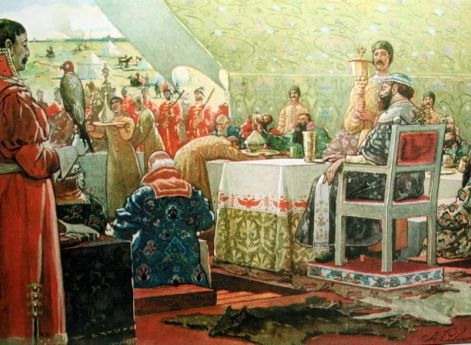 Пир царя Алексея Михайловича с ближними боярами в отъезжем поле. А.П.Рябушкин. 1897 год