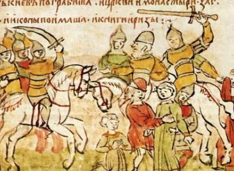Взятие Киева Андреем Боголюбским. Радзивилловская летопись. XV век