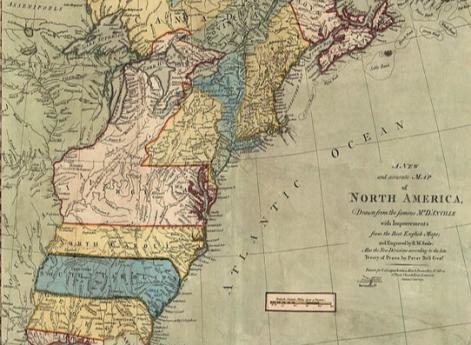 Тринадцать колоний, 1771 год, карта 