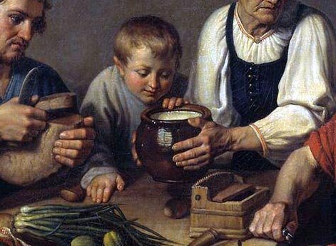 Крестьянское семейство перед обедом.