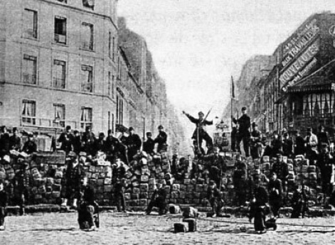 Баррикады в Париже во время Парижской коммуны 18 марта 1871 года