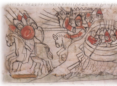 Победа русских над греками; возвращение Владимира Ярославича Новгородского с дружиной в ладьях на Русь