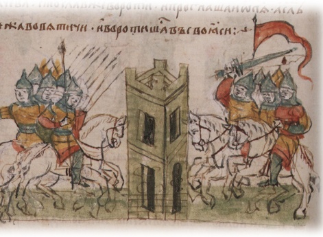 Осада города Карачева войсками Изяслава Давыдовича Берестейского (?) и киевского воеводы Шварна.