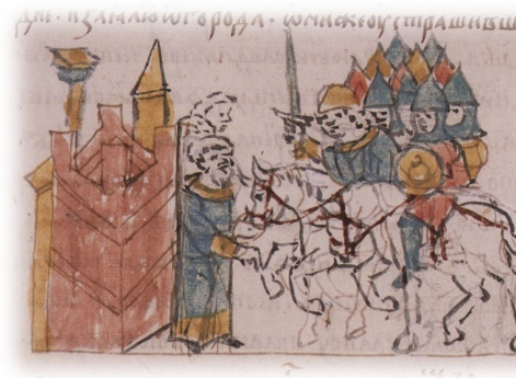 Подступ к Логожску Изяслава Мстиславича Курского с полком и сдача жителями города.