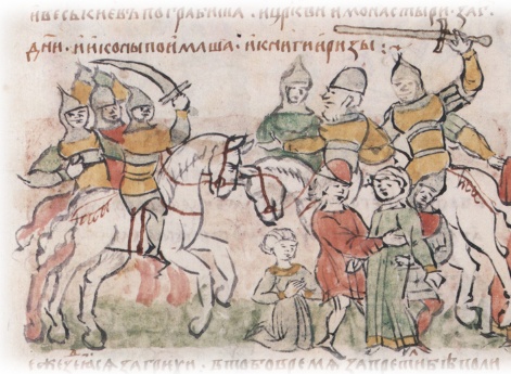 Поход владимирского войска под предводительством Мстислава Андреевича на Киев; пленение жены и детей Мстислава Изяславича Киевского после поражения и бегства князя.