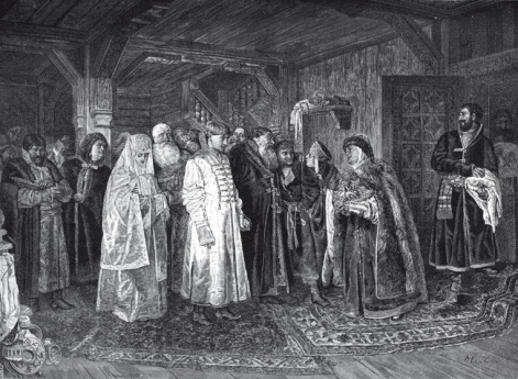 Боярская свадьба. Молодых ведут в опочивальню.
