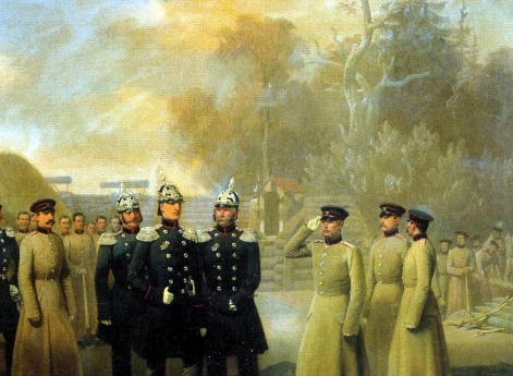 Великий князь Николай Николаевич Старший осматривает работы гвардейских сапёров в устье Невы.