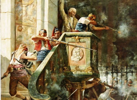 Героический бой за кафедрой церкви Сан-Агустин-де-Сарагоса во время второй осады 1809 года