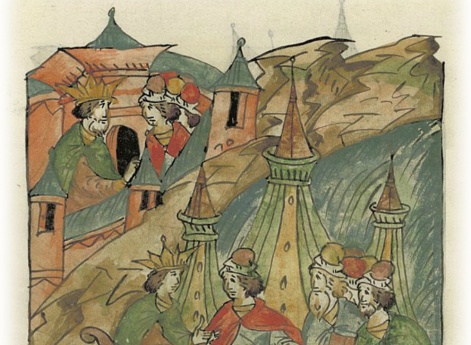 Сына Исаака сажают в бочку на корабле, так как другим путем нельзя было покинуть город, и он уезжает из Греческой земли.