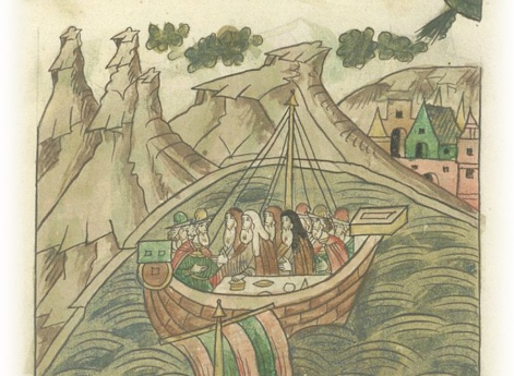 О походе митрополита Пимена в Царьград со Смоленским владыкой Михаилом и Спасским архимандритом Сергием. Проплывают город Амастр.