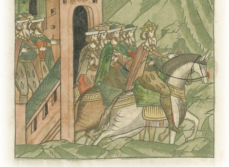 Немецкий князь магистр бежит под город за день до прихода войска великого князя Ивана Васильевича.