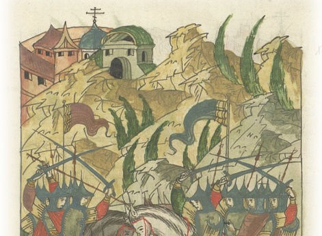 Татары убивают множество русских воинов, вышедших против царя Улу-Махмета.